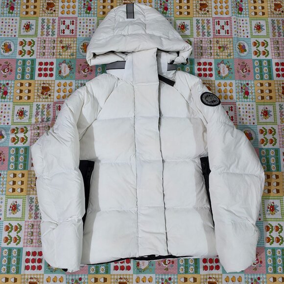 Canada Goose White Hooded Down Jacket - Picture 1 of 10